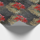 Floral Gothic Grunge-kerstpatroon Cadeaupapier (Hoek)