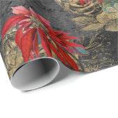 Floral Gothic Grunge-kerstpatroon Cadeaupapier (Rol Hoek)