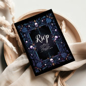 Floral Gothic Halloween bruiloft RSVP Kaartje