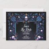 Floral Gothic Halloween bruiloft Save The Date (Voorkant)