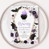 Floral Gothic Halloween Coffin Baby shower Kaart