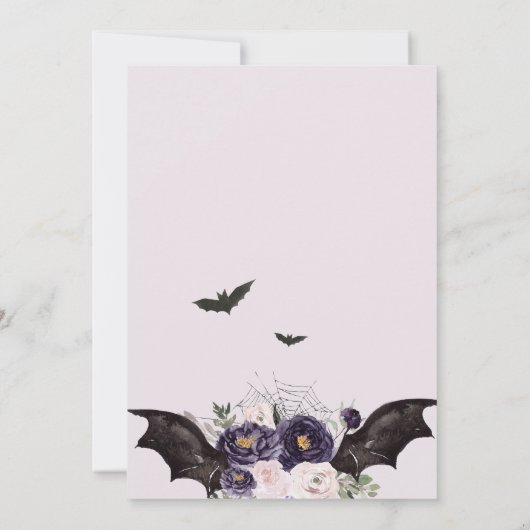 Floral Gothic Halloween Coffin Baby shower Kaart (Achterkant)