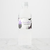 Floral Gothic Halloween Coffin Baby shower Waterfles Etiket (Voorkant)