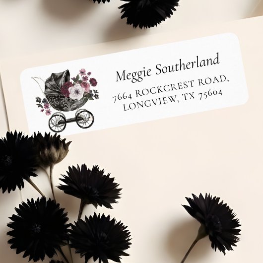 Floral Gothic Halloween Wandelwagen Zwart Baby sho Etiket
