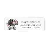 Floral Gothic Halloween Wandelwagen Zwart Baby sho Etiket (Voorkant)