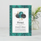 Floral Gothic Online Virtual Wedding Kaart (Staand voorkant)