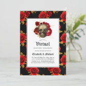 Floral Gothic Online Virtual Wedding Kaart (Staand voorkant)