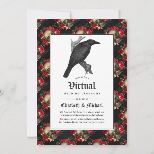 Floral Gothic Online Virtual Wedding Kaart (Voorkant)