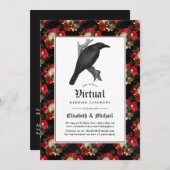 Floral Gothic Online Virtual Wedding Kaart (Voorkant / Achterkant)