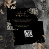 Floral Gothic QR Code Gold Wedding Details Informatiekaartje