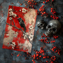 Floral Gothic Raven Decoupage Tissuepapier