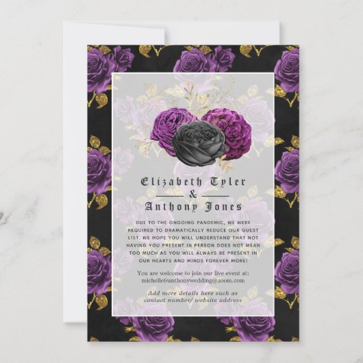 Floral gothic Reduced Wedding Guest List Aankondiging (Voorkant)