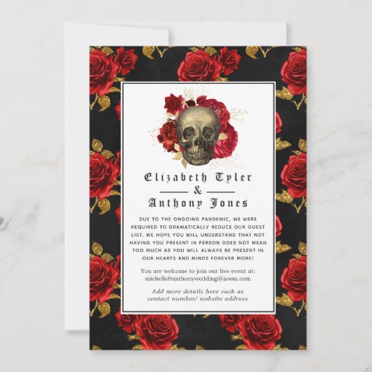Floral gothic Reduced Wedding Guest List Aankondiging (Voorkant)