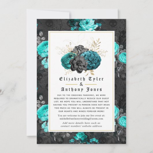 Floral gothic Reduced Wedding Guest List Aankondiging (Voorkant)