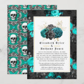 Floral gothic Reduced Wedding Guest List Aankondiging (Voorkant / Achterkant)
