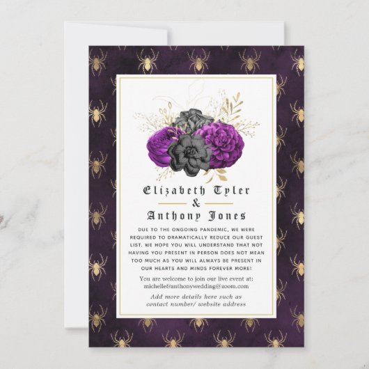 Floral gothic Reduced Wedding Guest List Aankondiging (Voorkant)