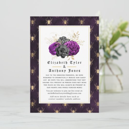 Floral gothic Reduced Wedding Guest List Aankondiging (Staand voorkant)
