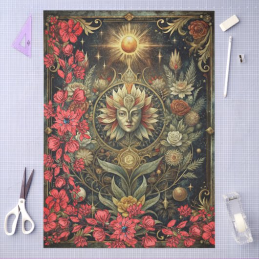 Floral Gothic Tarot Reader's Card Abstract Collage Tissuepapier (Craft)