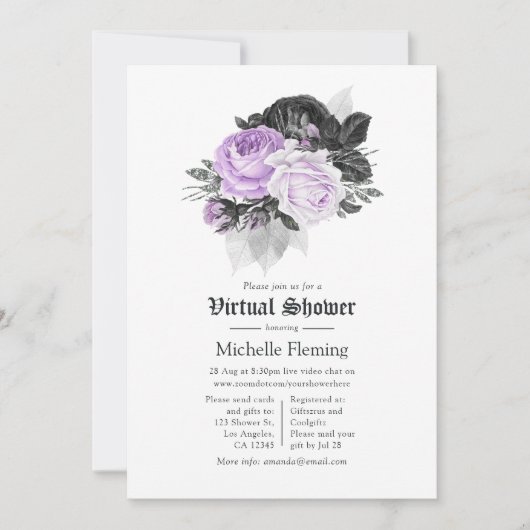 Floral gothic Virtual Vrijgezellenfeest Kaart (Voorkant)