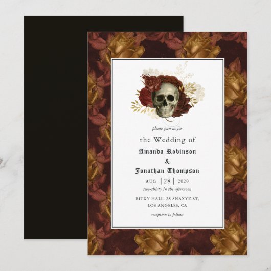 Floral Gothic Wedding Kaart (Voorkant / Achterkant)