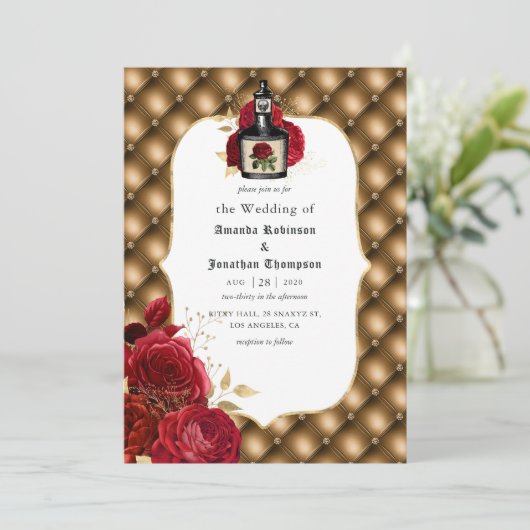 Floral Gothic Wedding Kaart (Staand voorkant)