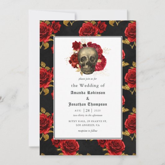 Floral Gothic Wedding Kaart (Voorkant)
