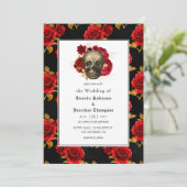 Floral Gothic Wedding Kaart (Staand voorkant)