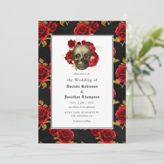 Floral Gothic Wedding Kaart (Staand voorkant)