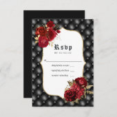 Floral Gothic Wedding RSVP Kaartje (Voorkant / Achterkant)