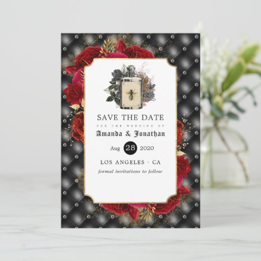 Floral Gothic Wedding Save The Date (Staand voorkant)