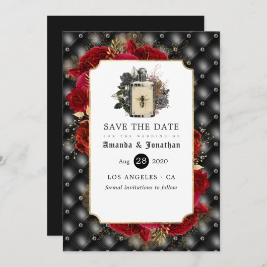 Floral Gothic Wedding Save The Date (Voorkant / Achterkant)
