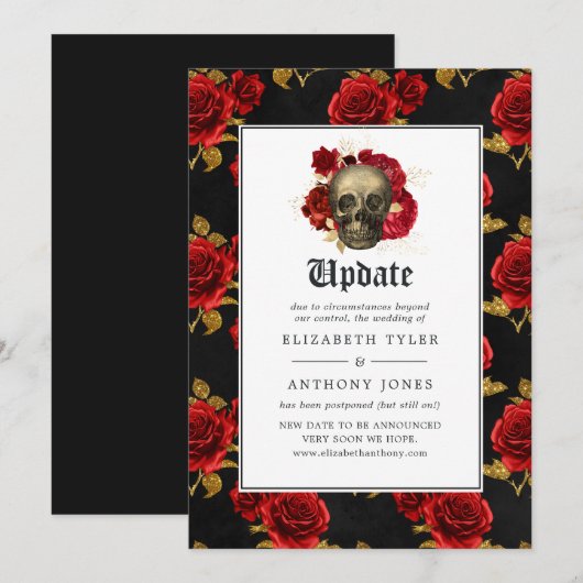 Floral Gothic Wedding Update Kaart (Voorkant / Achterkant)