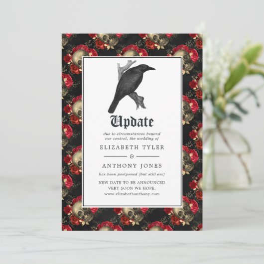 Floral Gothic Wedding Update Kaart (Staand voorkant)