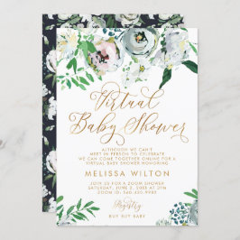 Floral Gouache Boho Flower Virtual Baby shower Kaart