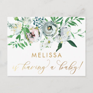 Floral Gouache Boho Vloer Baby shower Briefkaart
