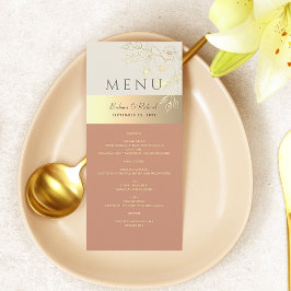 Floral Goud en Terracotta bruiloft Menu