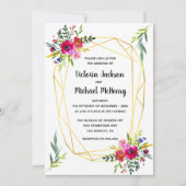 Floral Goud Geometrische Crystal Wedding Kaart (Voorkant)