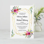 Floral Goud Geometrische Crystal Wedding Kaart (Staand voorkant)