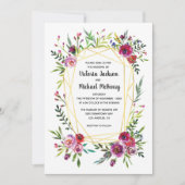 Floral Goud Geometrische Crystal Wedding Kaart (Voorkant)