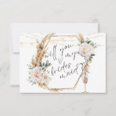 Floral Goud Lijst Champagne Glas Bruidsmeisje Kaar Kaart (Voorkant)