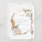 Floral Goud Lijst Champagne Glazen Huwelijk RSVP Kaart (Voorkant)