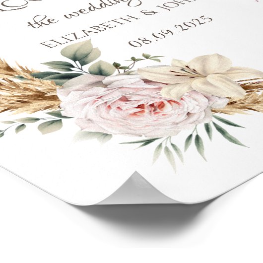 Floral Goud Lijst Champagneglas Poster (Hoek)