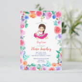 Floral Goud Meisje Doop Doop Mexicaans Kaart (Staand voorkant)