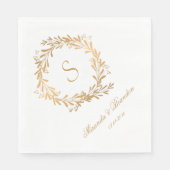 Floral Goud Monogram Bruiloft Servetten (Voorkant)
