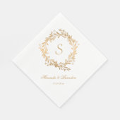 Floral Goud Monogram Bruiloft Servetten (Hoek)