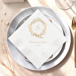 Floral Goud Monogram Bruiloft Servetten