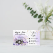 Floral goud paars Fotografie logo qr code Visitekaartje (Staand voorkant)