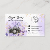Floral goud paars Fotografie logo qr code Visitekaartje (Voorkant)