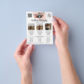 Floral goud roze Fotografie logo qr code Flyer (Hand)