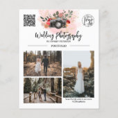 Floral goud roze Fotografie logo qr code Flyer (Achterkant)